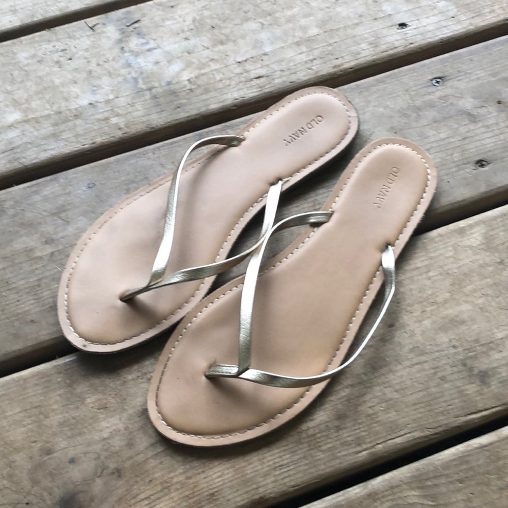 Gold flip flops